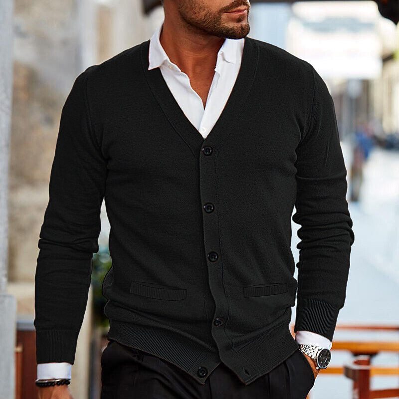 Harvey™ | Men's Fine Knit V-Neck Button Cardigan