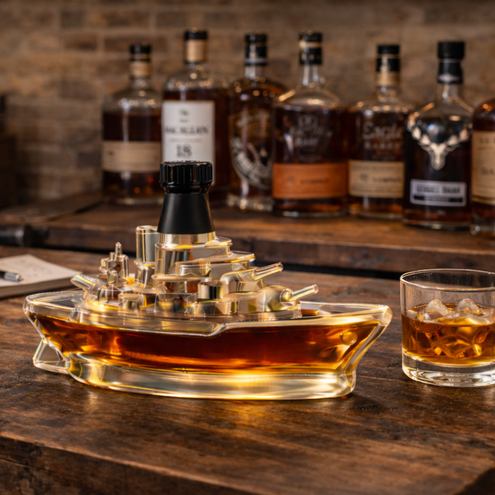 Battleship Whisky Decanter in Sculpted Glass
