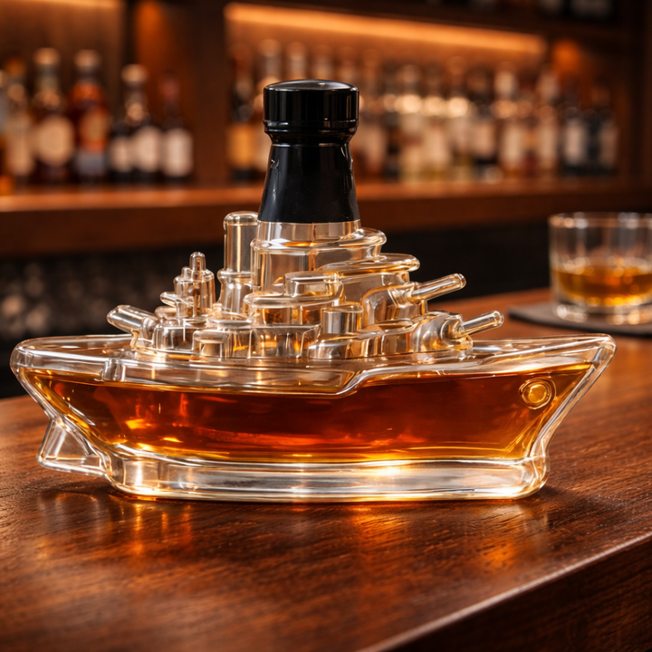 Battleship Whisky Decanter in Sculpted Glass