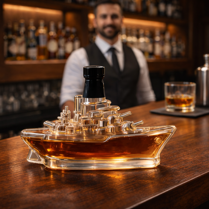 Battleship Whisky Decanter in Sculpted Glass