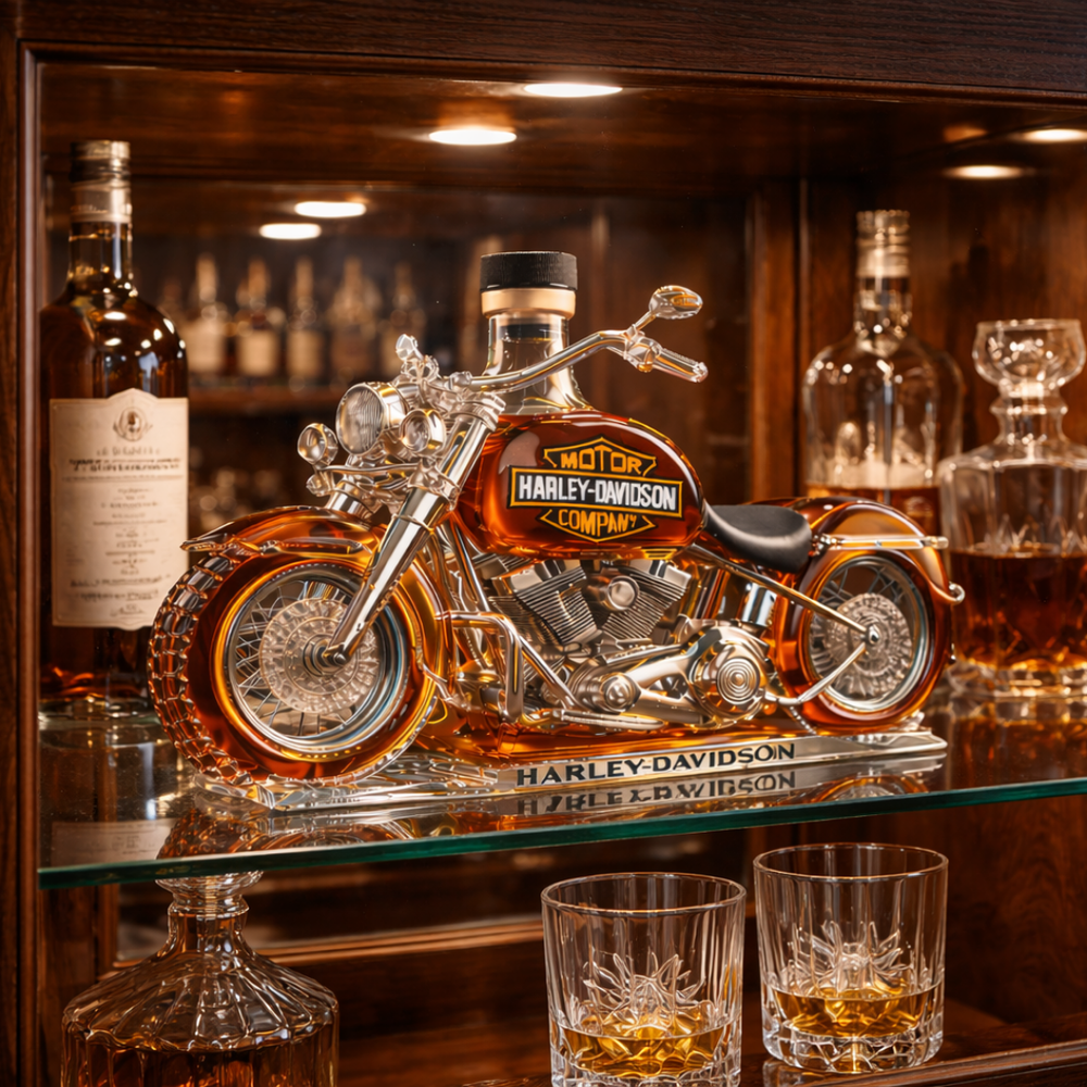 Motorcycle Whisky Decanter in Sculpted Glass