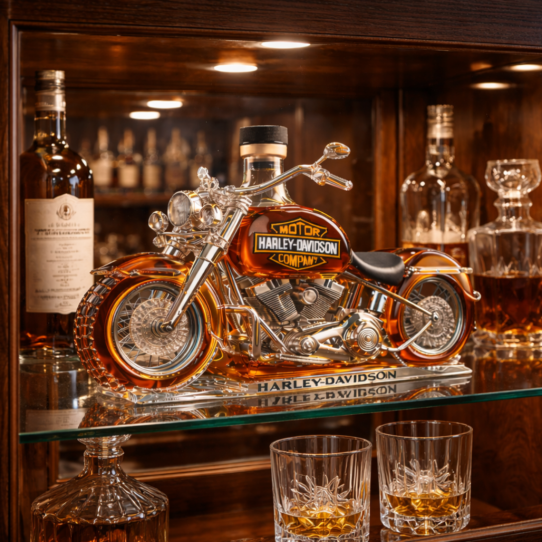 Motorcycle Whisky Decanter in Sculpted Glass