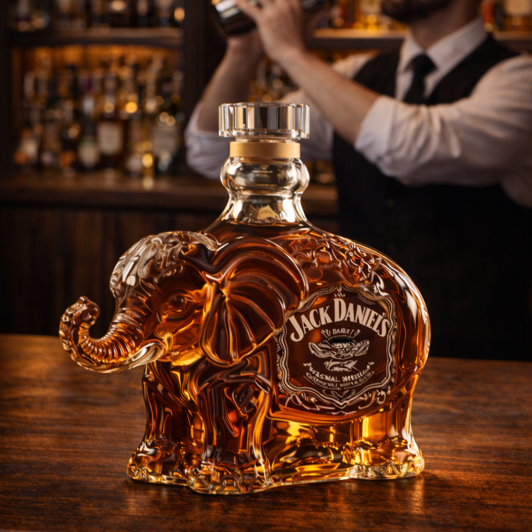 Elephant Whisky Decanter in Sculpted Glass
