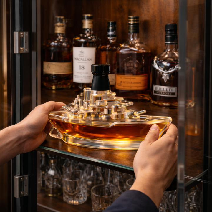 Battleship Whisky Decanter in Sculpted Glass