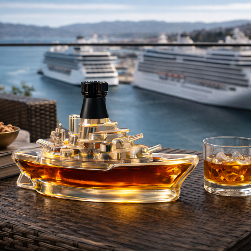 Battleship Whisky Decanter in Sculpted Glass