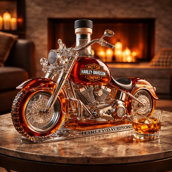 Motorcycle Whisky Decanter in Sculpted Glass