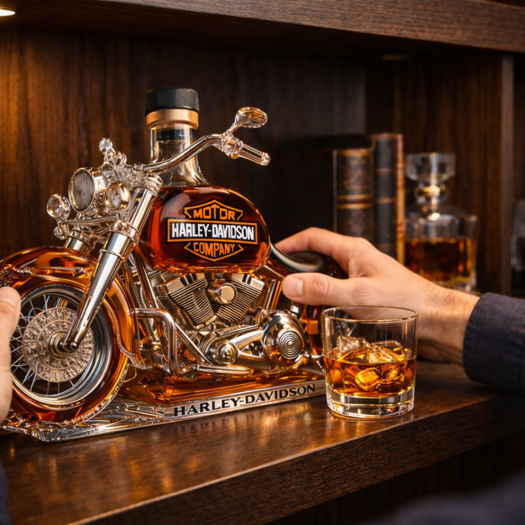 Motorcycle Whisky Decanter in Sculpted Glass
