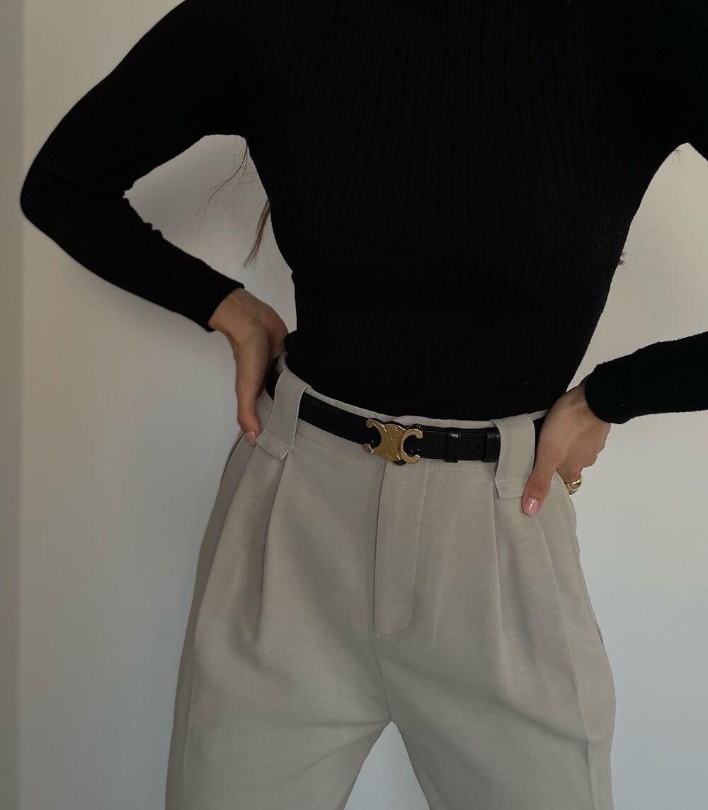 Elara™ | Gold-Buckle Leather Belt