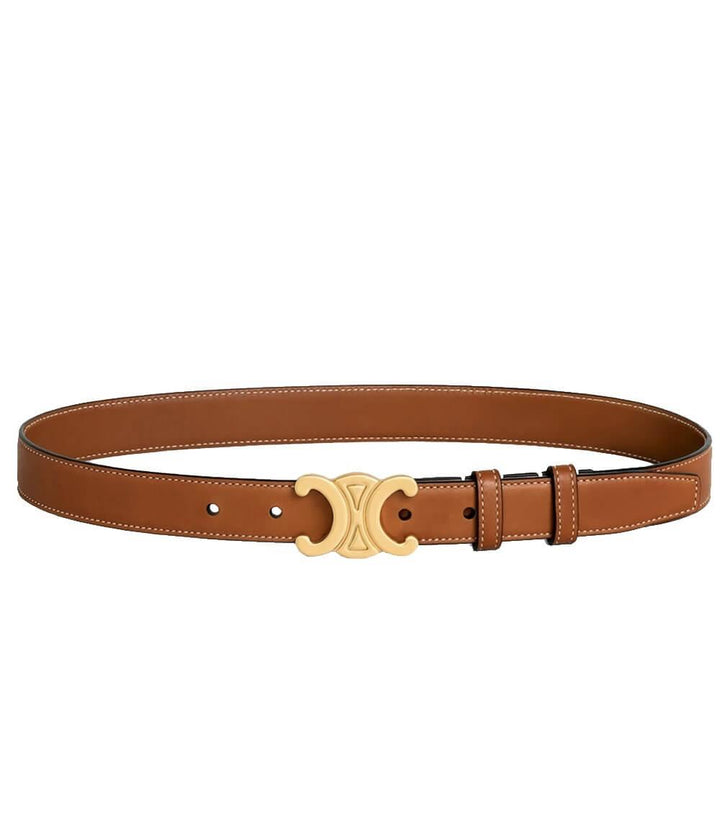 Elara™ | Gold-Buckle Leather Belt