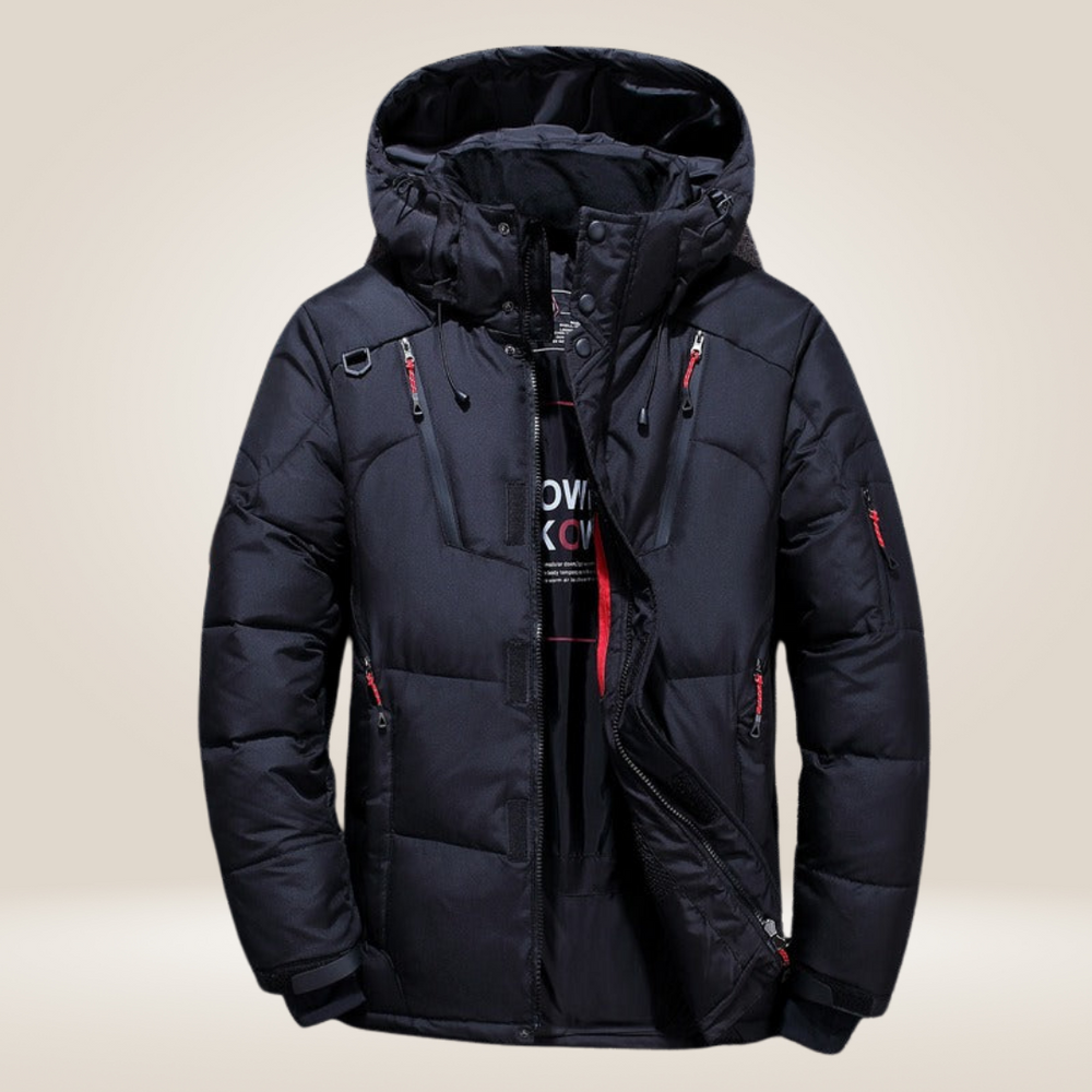 Emrys™ | Men's Hooded Puffer Jacket with Storm Flap