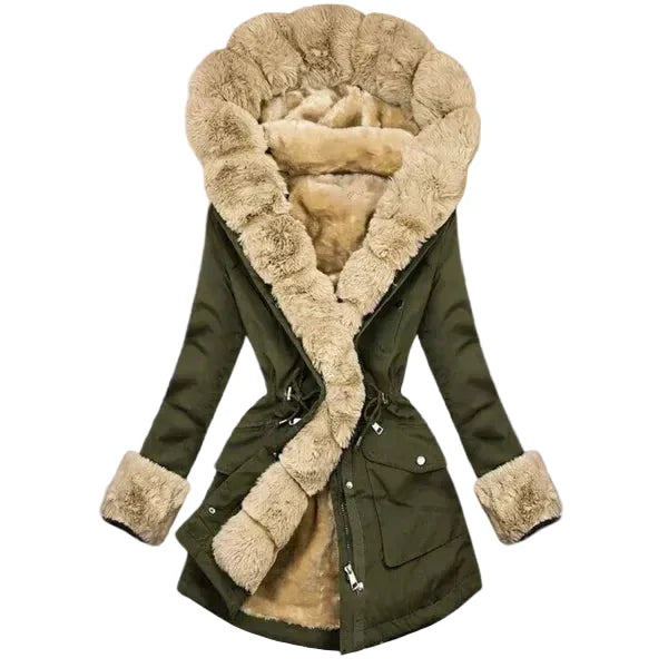 Florrie™ | Women's Plush Lined Hooded Parka with Faux Fur Trim
