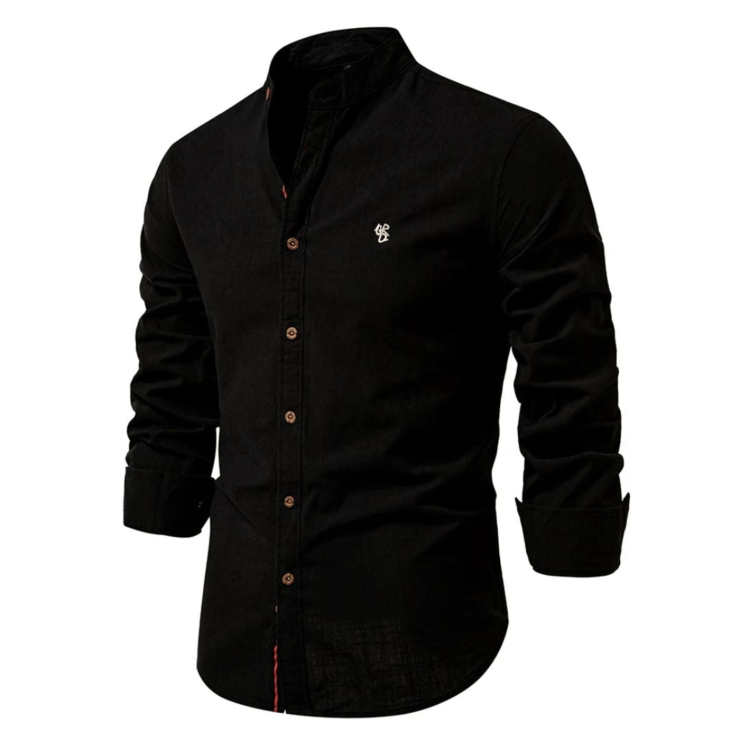 Aurelien™ | Men's Stand Collar Button-Up Shirt with Long Sleeves