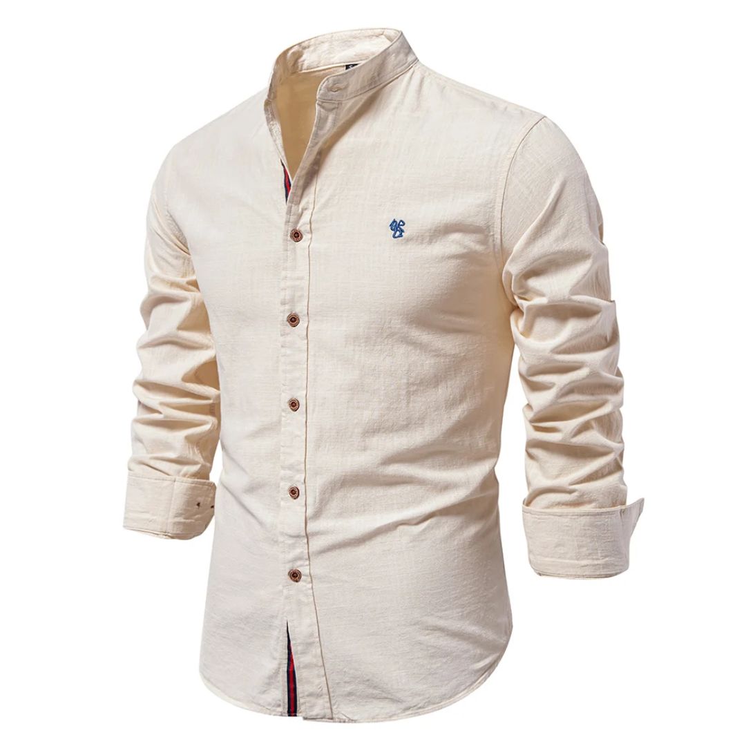 Aurelien™ | Men's Stand Collar Button-Up Shirt with Long Sleeves