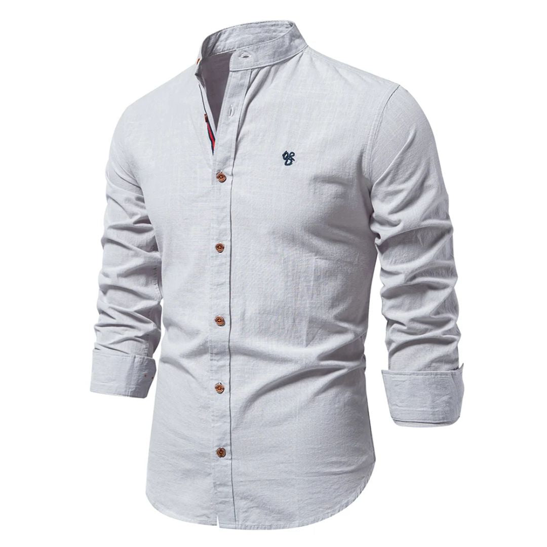 Aurelien™ | Men's Stand Collar Button-Up Shirt with Long Sleeves