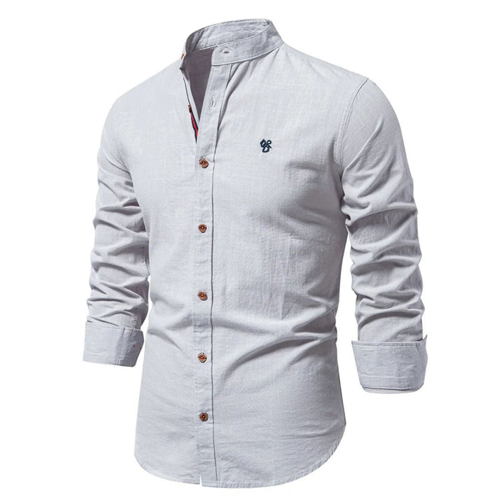 Aurelien™ | Men's Stand Collar Button-Up Shirt with Long Sleeves