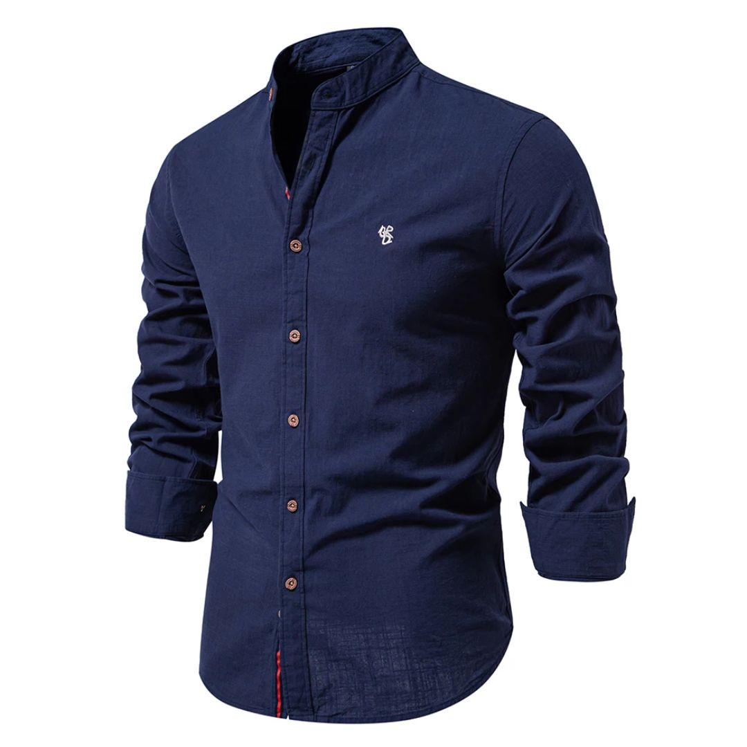 Aurelien™ | Men's Stand Collar Button-Up Shirt with Long Sleeves