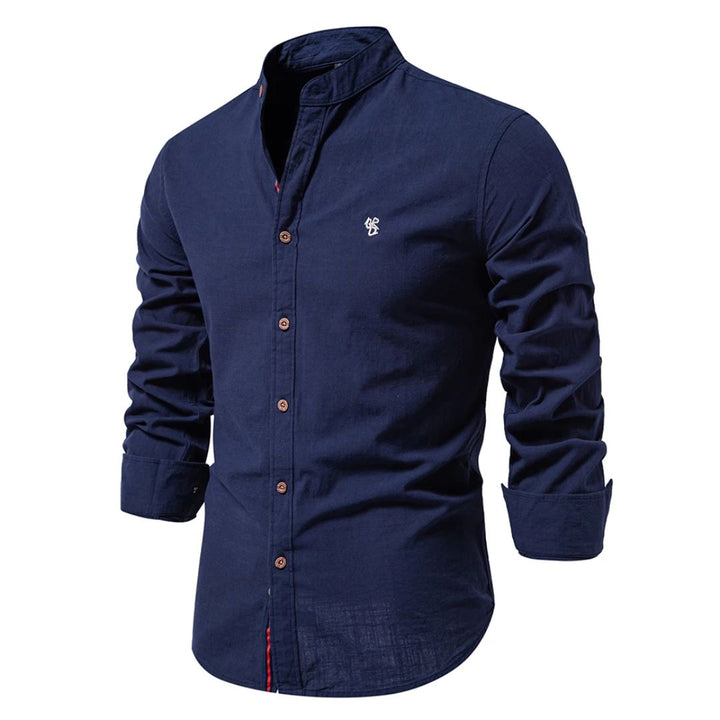 Aurelien™ | Men's Stand Collar Button-Up Shirt with Long Sleeves