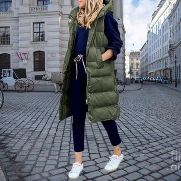 Edda™ | Women's Longline Hooded Puffer Vest