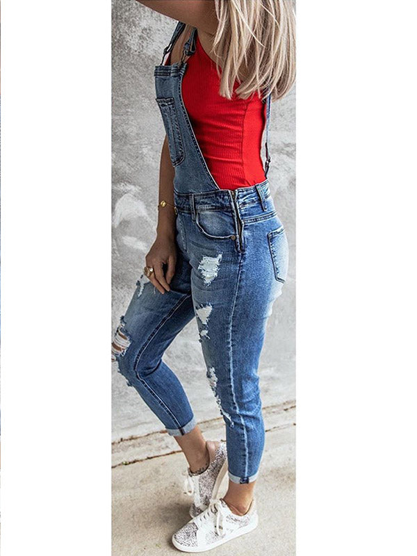 Vintage Denim Dungarees in a Used Look with Slim Fit for Women