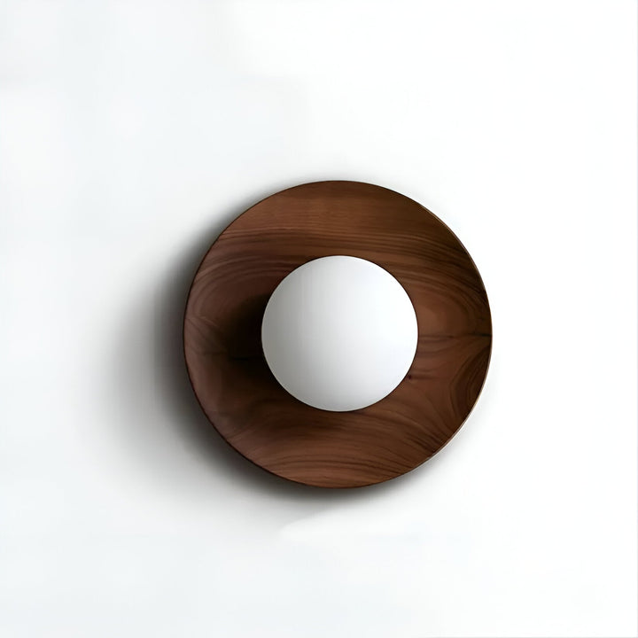 LED Natural Wood Wall Light with Globe Shade — view 1