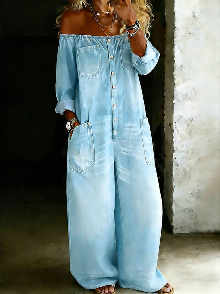 Sophia™ | Off Shoulder Denim Jumpsuit