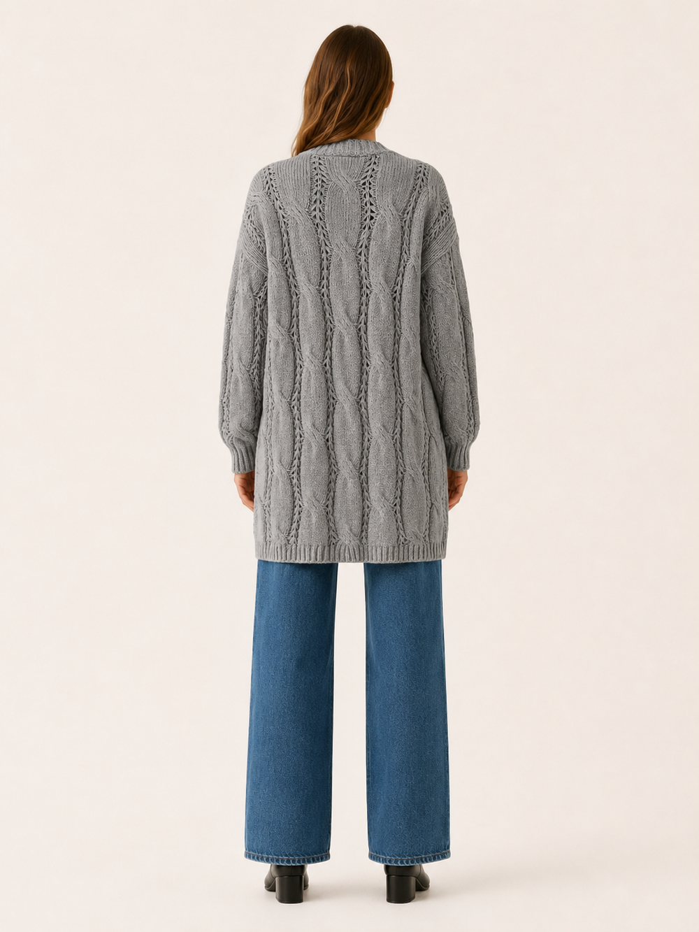 Mireya™ | Textured Open-Front Longline Cardigan