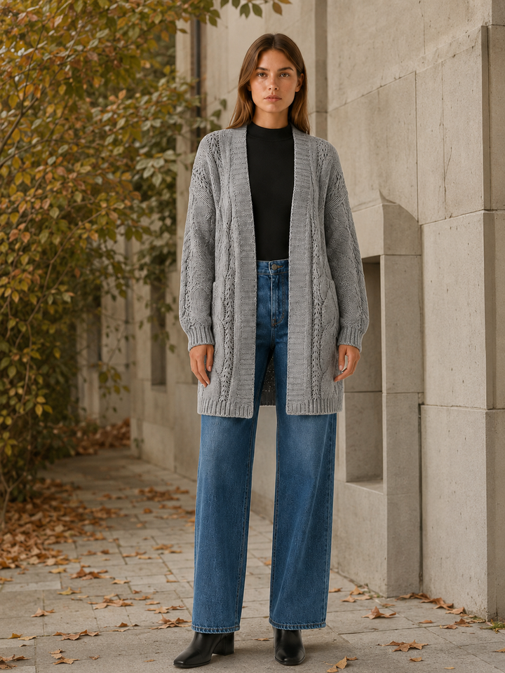 Mireya™ | Textured Open-Front Longline Cardigan