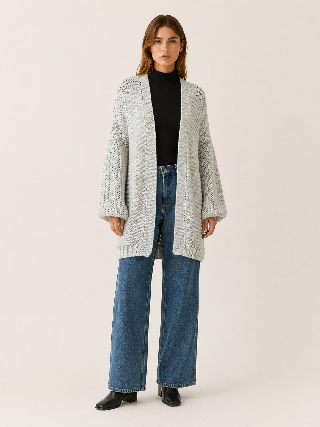 Imogen™ | Knee-Length Balloon-Sleeve Cardigan