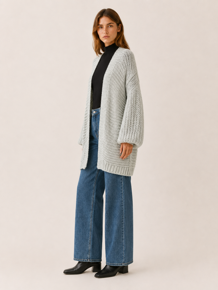 Imogen™ | Knee-Length Balloon-Sleeve Cardigan