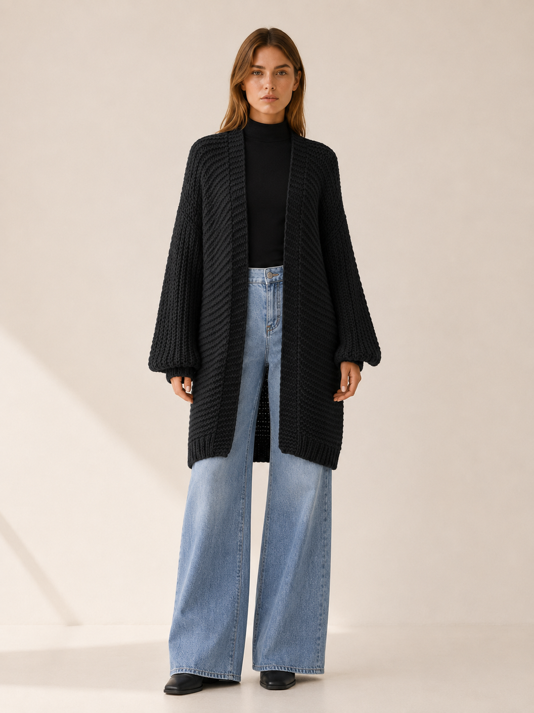 Imogen™ | Knee-Length Balloon-Sleeve Cardigan