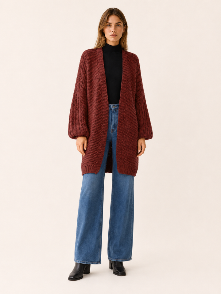 Imogen™ | Knee-Length Balloon-Sleeve Cardigan