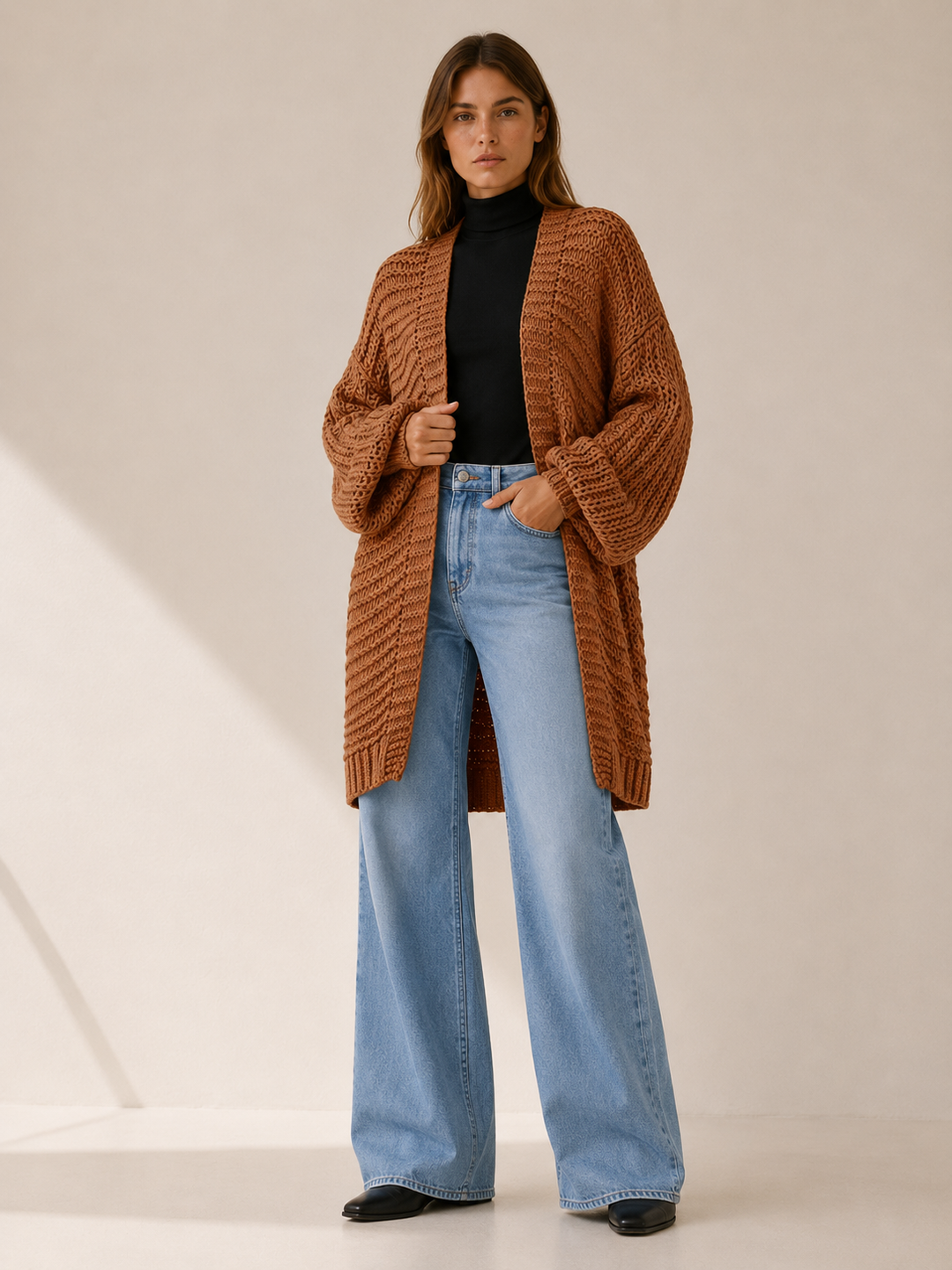 Imogen™ | Knee-Length Balloon-Sleeve Cardigan
