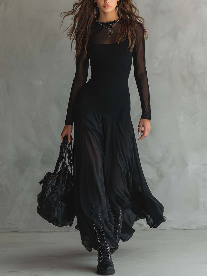 Neroa • Maxi dress with a loose fit in black tulle