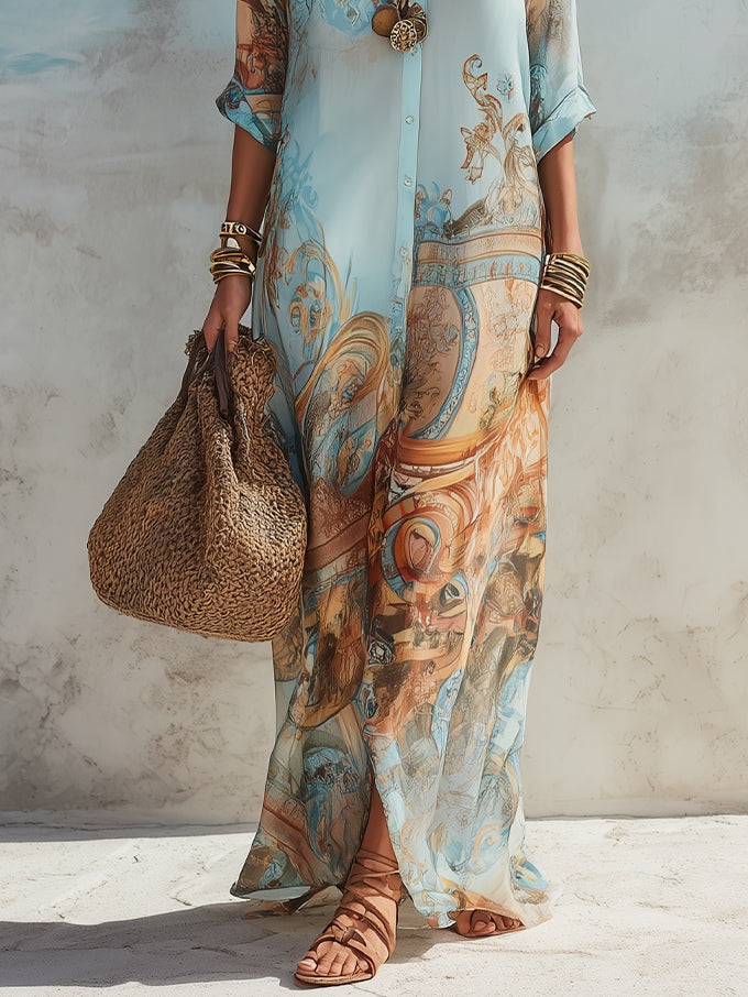 Cleo™ | Elegant Mediterranean Shirt Dress