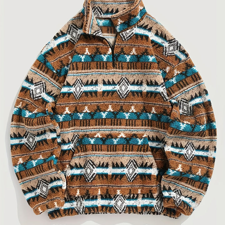 Weston™ | Men's Patterned Half Zip Pullover with Kangaroo Pocket