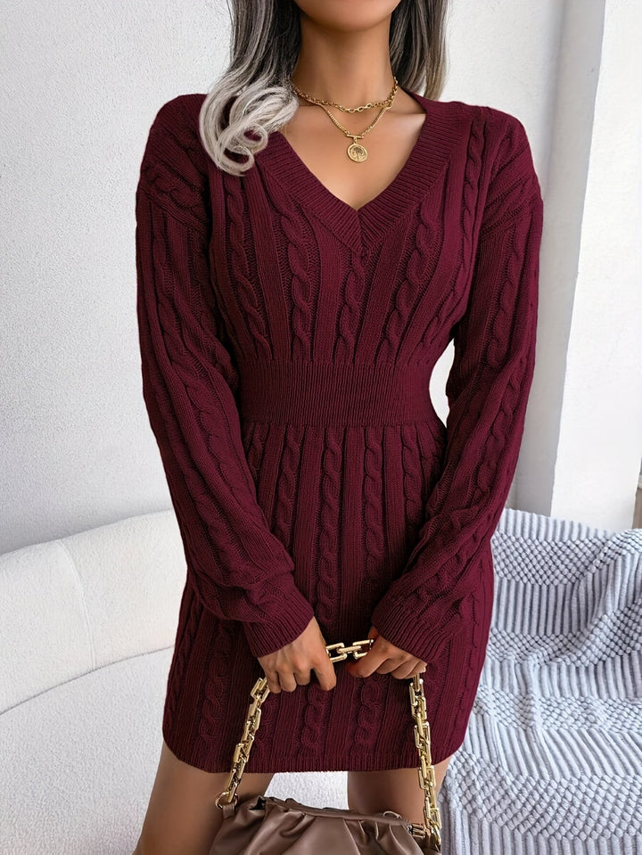 Emmeline™ | Women's Cable-Knit Peplum Sweater Dress