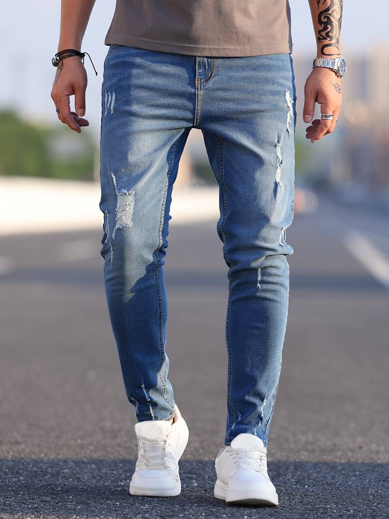 Dario™ | Men's Slim Stretch Jeans with Distressed Details