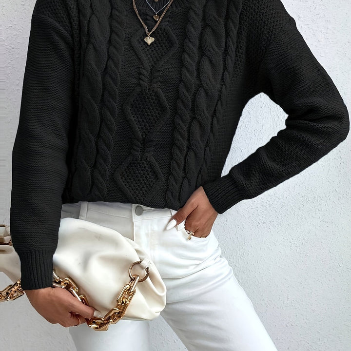 Alys™ | Women's Chunky Cable Knit Drop Shoulder Sweater