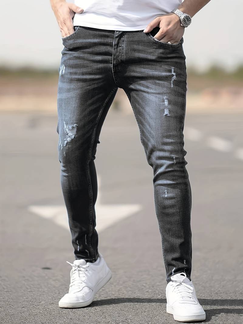 Dario™ | Men's Slim Stretch Jeans with Distressed Details