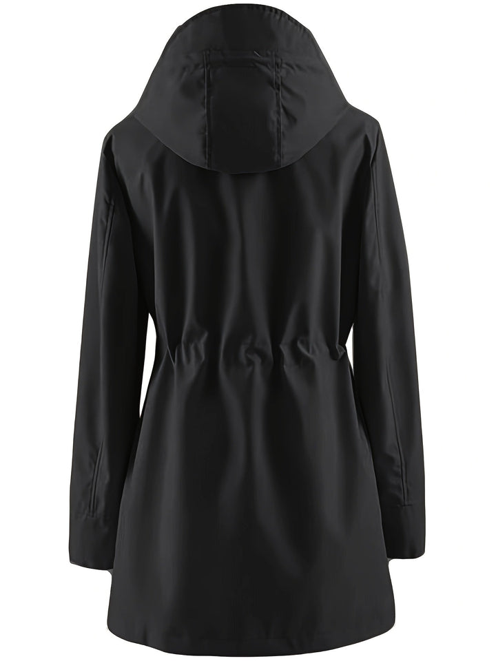 Joyce™ | Women's Hooded Drawstring Rain Jacket in Plus Sizes
