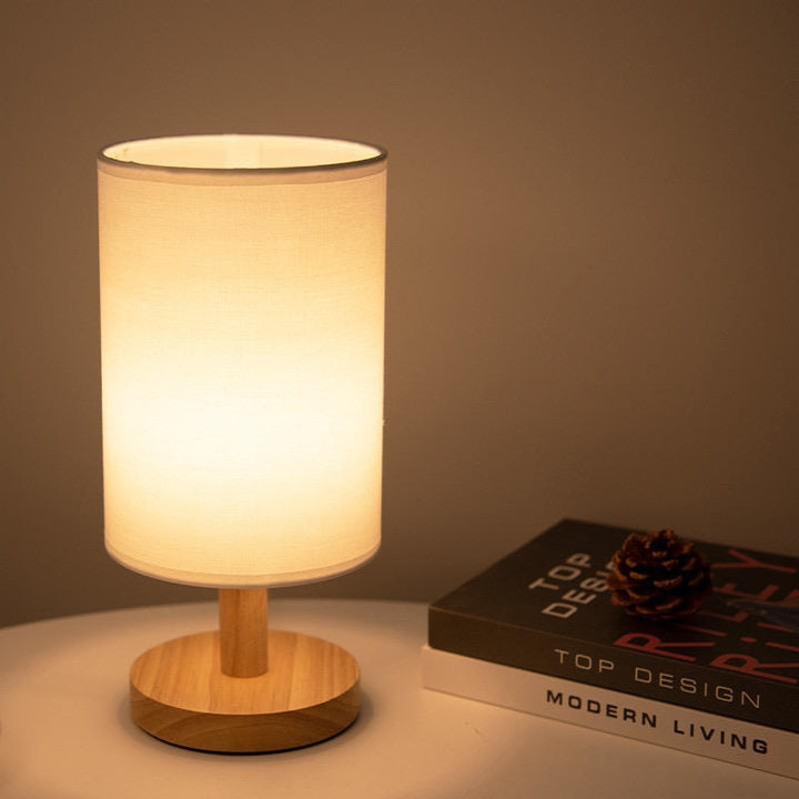 Scandinavian Wood Table Lamp with Linen Shade — view 5