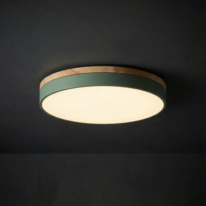 LED Round Flush Ceiling Light with Wood Trim — view 4