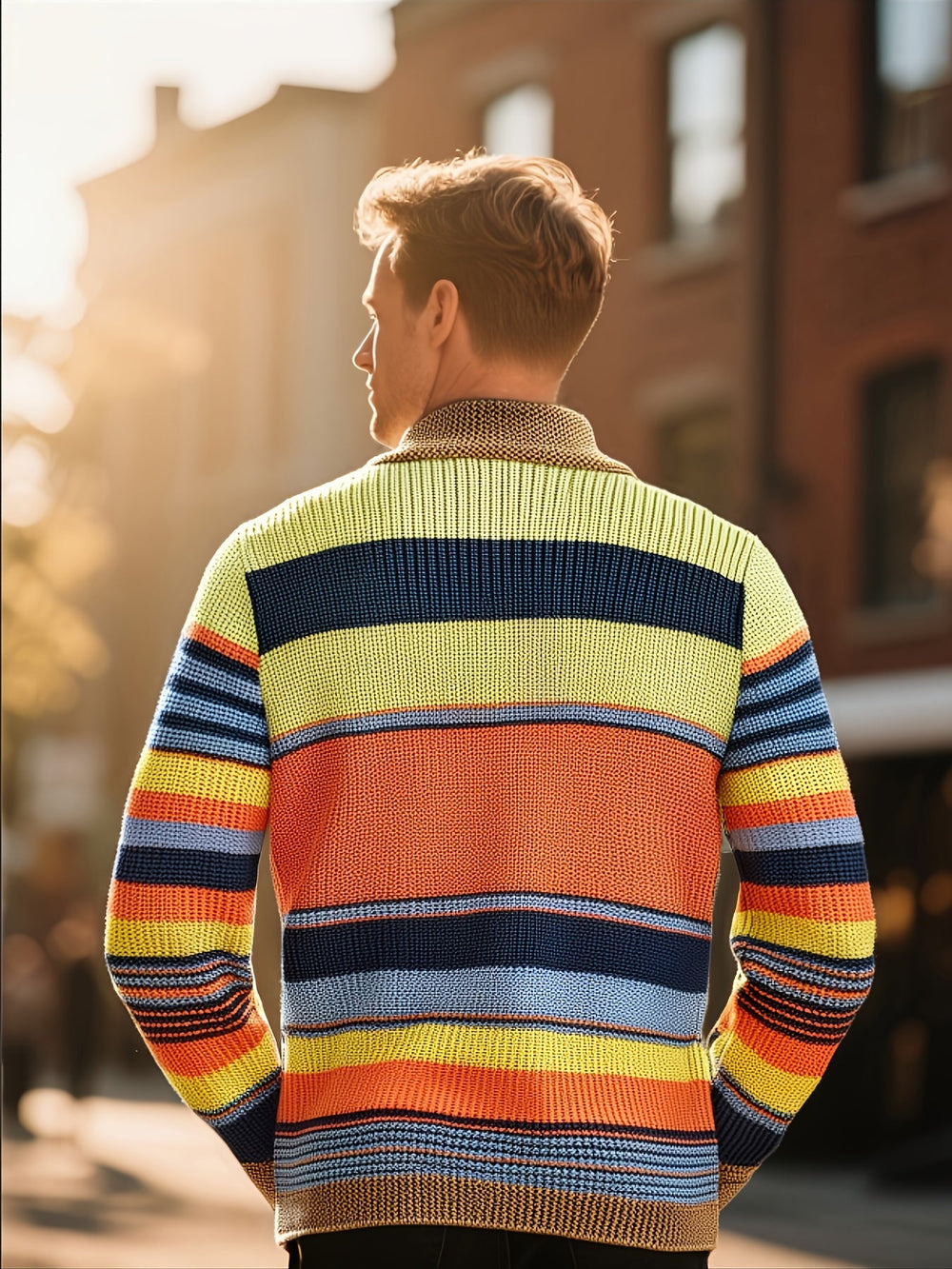 Callen™ | Men's Striped Shawl Collar Cardigan with Button Front