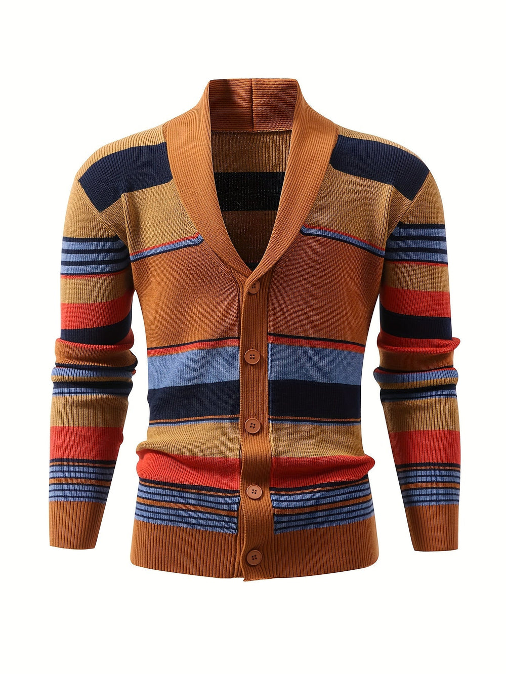 Rensley™ | Men's Striped Shawl Collar Button Front Cardigan