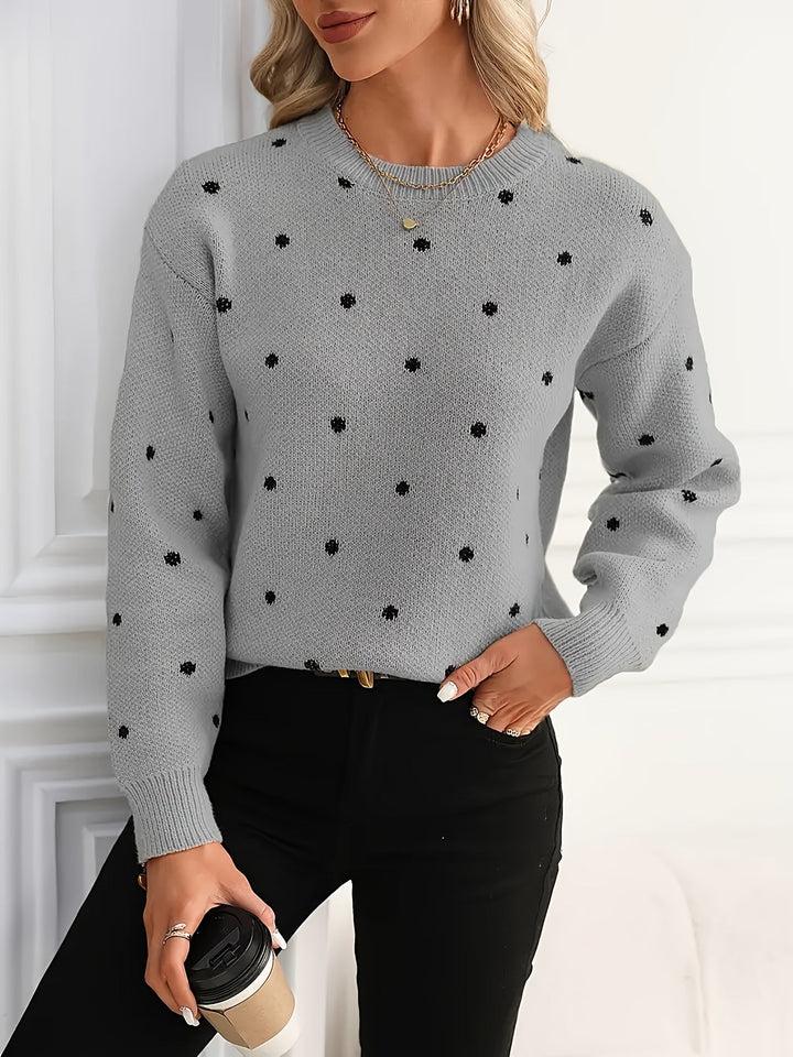 Ismay™ | Women's Polka Dot Crew Neck Knit Sweater