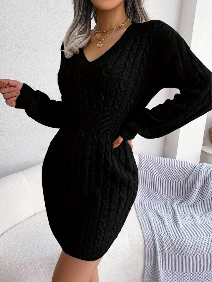 Emmeline™ | Women's Cable-Knit Peplum Sweater Dress