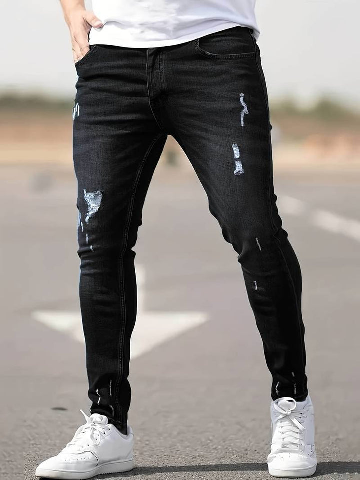 Dario™ | Men's Slim Stretch Jeans with Distressed Details