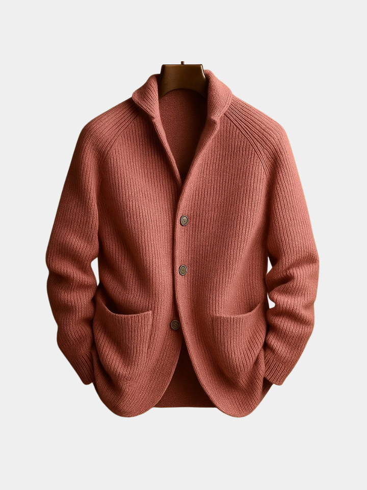 Violaine™ | Women's Textured Knit Cardigan with Notch Collar and Patch Pockets