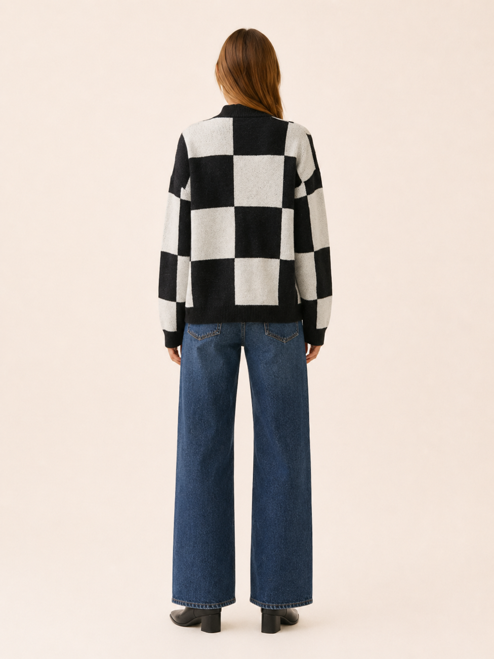 Adela™ | Checked V-Neck Cardigan with Button Front