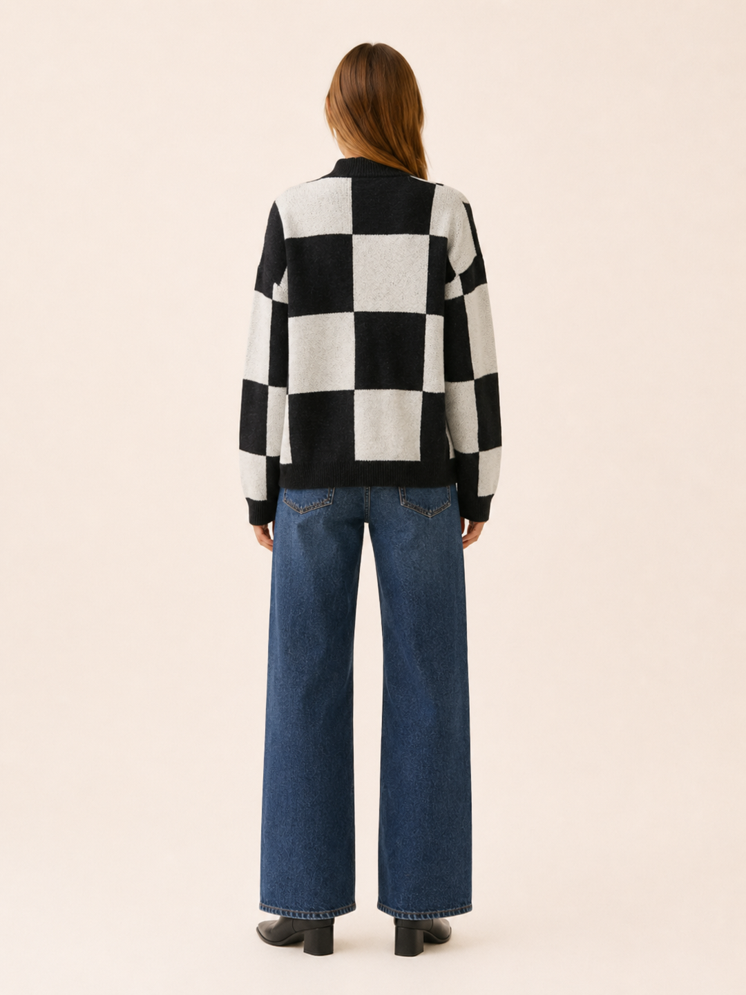 Adela™ | Checked V-Neck Cardigan with Button Front